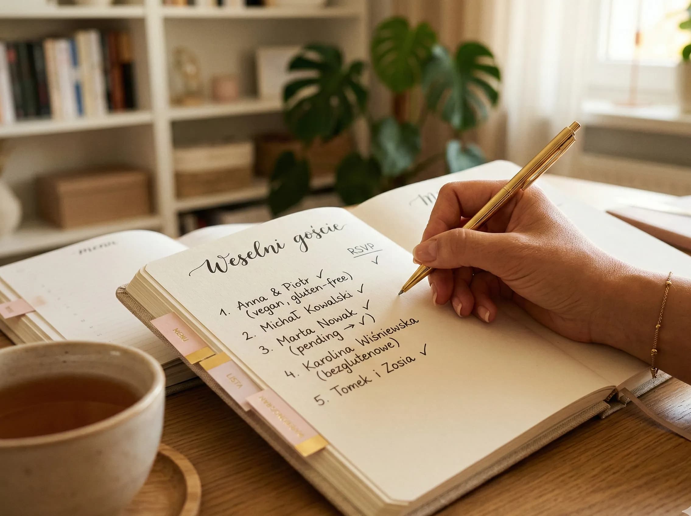 Panel zarządzania listą gości weselnych ze statusami