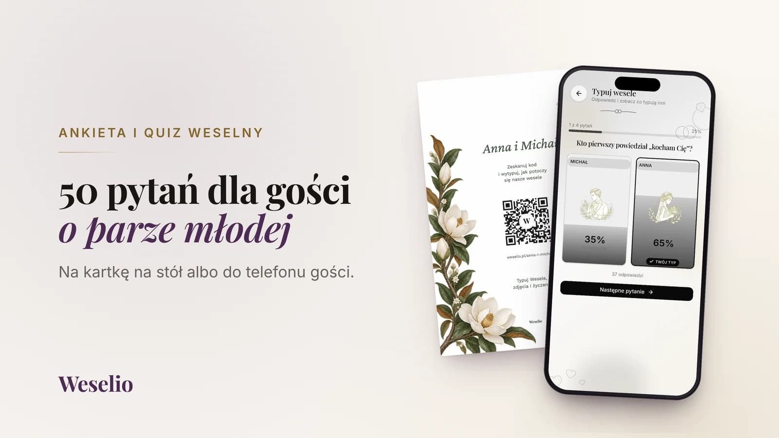 Ankieta i quiz weselny: 50 pytań dla gości o parze młodej