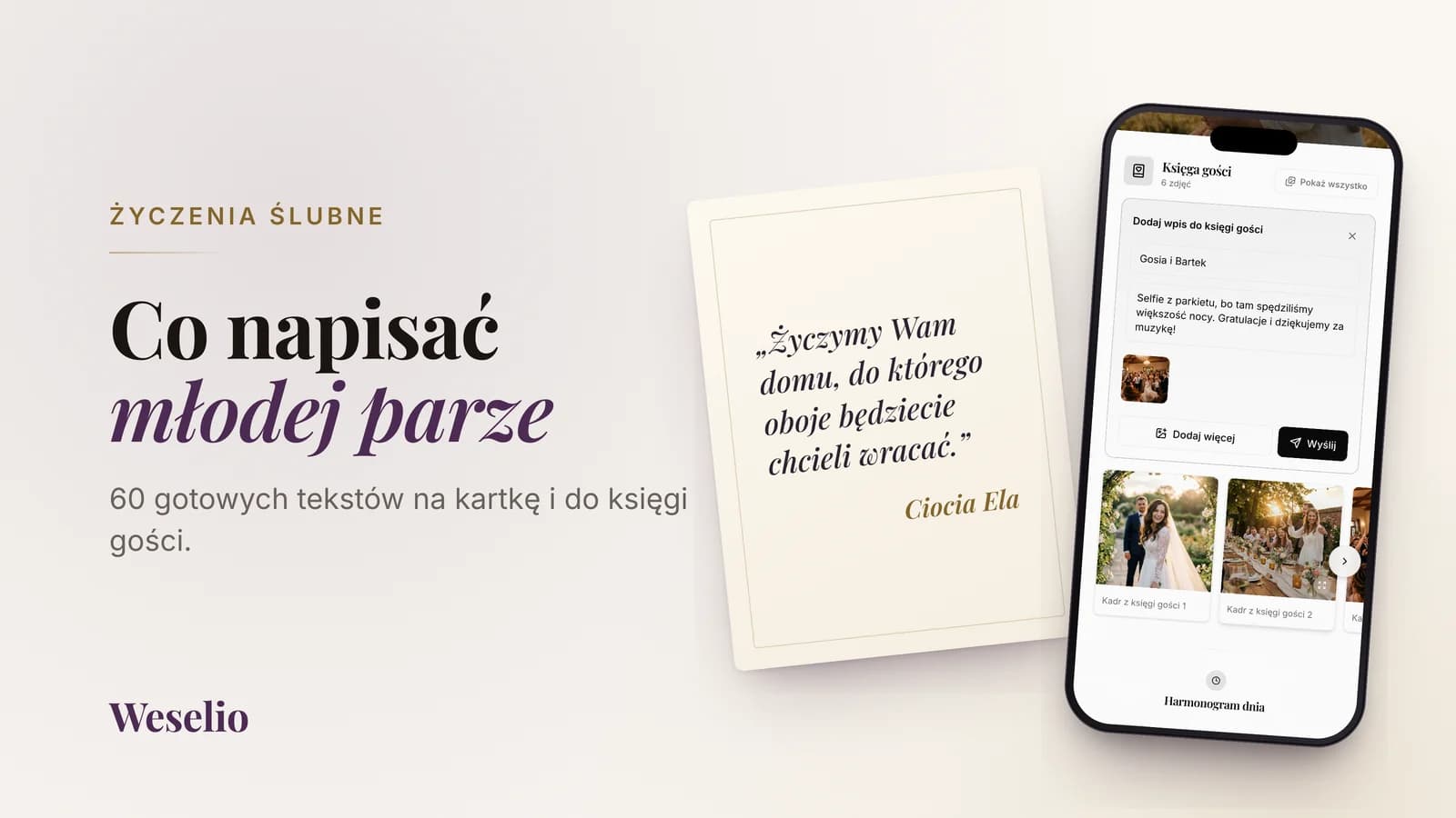 Życzenia ślubne: 60 gotowych tekstów na kartkę i do księgi gości